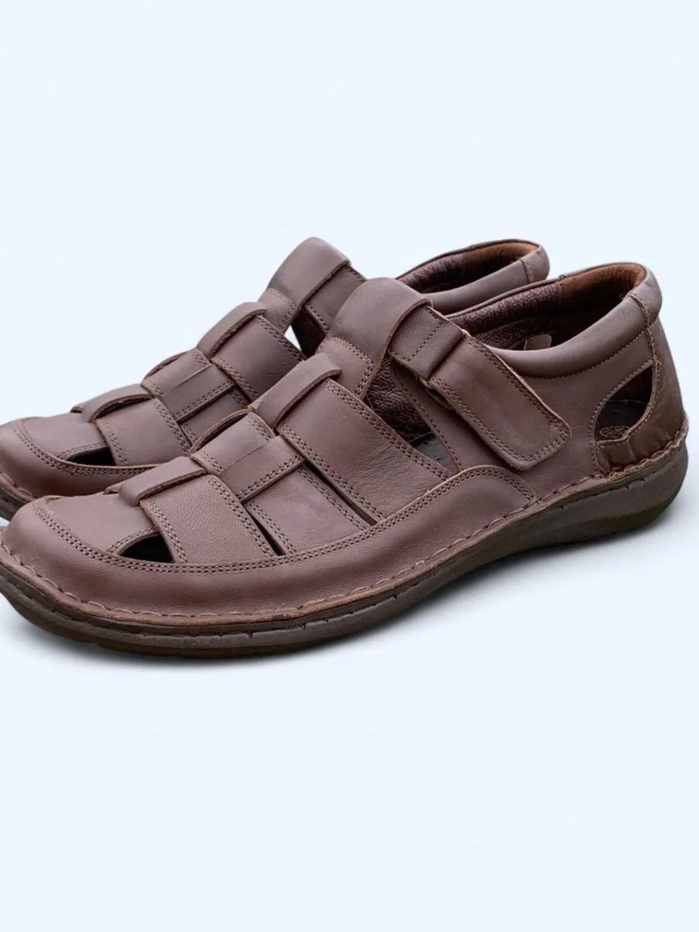 Spring Step Men's Brown Leather Woven Fisherman Sandals